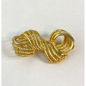 Bow Rope Look 2 3/8" Vintage Gold Brooch Pin